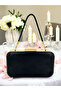 Black Color Satin Stone Handle Women's Evening Dress Bag Wedding Engagement Graduation - 2