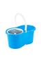 Easy-to-spin wheeled mop and bucket with 360-degree rotating stainless steel bucket for cleaning home floors, blue - 3