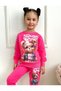 Pjk2İ Fancy Teddy Bear Patterned Fuchsia 2-Strand 100% Cotton Girls' Tracksuit Set 3-10 Years 7407-F - 2