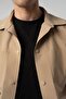Laser Cut Seamless Bag Pocket Seasonal Thin Beige Coat 4150-05 - 5