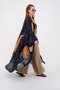 Kimono Authentic Style Feather Stone Pattern Black Kaftan with Belt Detail - 5