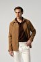Laser Cut Seamless Bag Pocket Seasonal Thin Camel Coat 4150-06 - 4