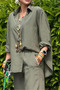 Green Striped Khaki Shirt-Suit No: 51041 - 4