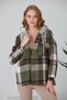 Women's Multicolor Khaki Lumberjack Oversize Hooded Jacket Shirt