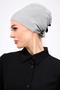 Plain Seamless Combed Cotton Bonnet Light Gray - Women's Hijab Tie Underwear Bonnet - 5