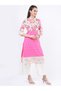 Women Pink Floral Printed Kurta Set with Palazzos & Dupatta - 6