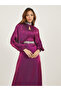 Embellished Satin A-Line Maxi Dress with Detachable Cape Sleeves - 4