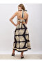 All-Over Print Halter Neck A-Line Midi Dress - 5