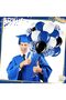 60 Piece Confetti and Metallic Balloon Set in Black, Blue, White Colors - 4