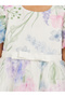 Printed Organza Puff Sleeve Dress - 3