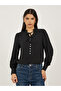 Black Solid Long Sleeve Blouse