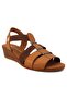 2735 Genuine Leather Daily Women's Sandals-Tan
