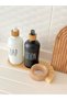 Set of 2 Black and White Colored Glass Soap Dishes with Bamboo Bases / Soap Lotion - 3