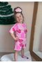 Girl's Summer Patterned and Printed T-Shirt and Shorts Set with Elastic Waist and Pockets (2-3-4-5-6-7-8 Years) - 7