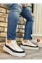 Tugerdi White Parachute Fabric Navy Blue Detail Lightweight Thick Sole Men's Sports Shoes Tge 230951 - 2