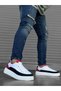 Tugerdi White Parachute Fabric Red Detail High Light Sole Style Men's Sports Shoes Tge 230951 - 3