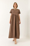 Women's Coffee Drawstring Long Knitted Dress 440 60283177 - 2