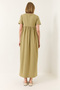 Women's Oil Green Gathered Long Knitted Dress 440 60283177 - 7