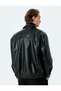 Faux Leather Jacket with Long Sleeves and Flap Pocket Detail - 4
