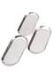 3-Piece (23 cm) Large Boat Oval Silver Stainless Steel Snack Plate Sauce Bowl Steel Plate