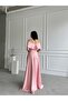 Powder Front Stone Bow Detailed Evening Dress - 5