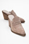 Women's Pointed Toe Heeled Western Slippers Real Leather Zy 8039 Mink - 2