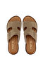Women's Genuine Leather Sand Beige Suede Flat Slippers - 5