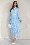 Baby Blue Flounce Striped Layered Dress - 3