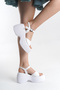 Women's Special Design High Padded Sole Single Strap White Sandals Shoes Orthopedic Sole - 3