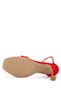 Women's Vegan Red Satin Heeled Shoes - 4