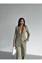 Women's Waist Fitted Slit Blazer Jacket Pants Set - 6