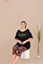 Short Sleeve, Shoulder Detailed Capri Oversize Women's Pajama Set