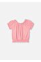 Girl's Ribbed T-Shirt Salmon 3008 Model - 3