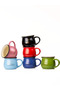 Set of 6 Enamel Look Porcelain Mugs Good Morning Gold Written 250 ml