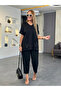 Women's Sequin Sequin Detailed V-Neck Short Sleeve Large Size Two-Piece Set - 3