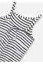 Girl's Striped Jumpsuit - Black 6867 - 6