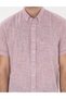 Burgundy Linen Look Regular Fit Short Sleeve Shirt 50306950-Vr014 - 6