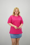 Women's Large Size Short Sleeve Crew Neck Oversize T-Shirt 1963-25