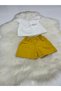 Girl's Madonna Collar Blouse & Mustard Color Shorts - 5