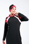 2240_Printed Zipper and Intermediate Piping Detailed 4-Piece Set Full-Covered Hijab Swimsuit - 5