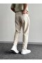 Men's Cream Boyfriend Double Leg Linen Trousers - 4