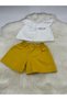Girl's Madonna Collar Blouse & Mustard Color Shorts - 6