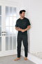 Men's Short Sleeve Six Long Combed Knitted Fabric Summer Pajamas Set - 2