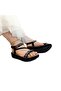 B185 Black Non-Slip Comfortable Stone Embroidered Sandals - 2