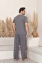 Men's Short Sleeve Six Long Combed Knitted Fabric Summer Pajamas Set - 3