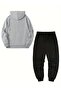 Sweatshirt Jogger Set - Oversize Hooded Sweatshirt with Raised Logo and Italy Print - 2