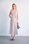 Maternity Waist Lace-Up Zero Sleeve Midi Length Satin Dress Beige - 5
