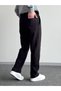 Men's Black Elastic Waist Linen Baggy Pants Comfortable Fit Baggy - 4
