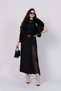 Women's Summer Black Pencil Skirt with Deep Slit and Tulle Detail, Stylish, Daily, Comfortable 6773 - 3