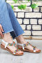 Gj Flower Anatomical Stone Detailed Elastic Women's Sandals